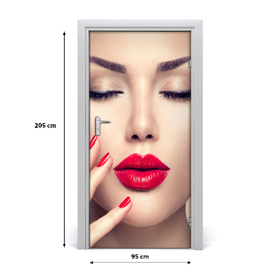 Door wallpaper Red lips