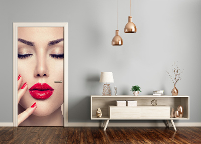 Door wallpaper Red lips