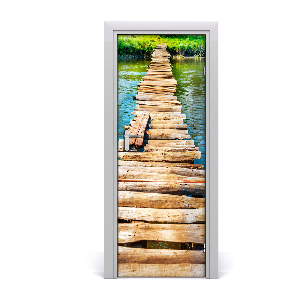 Self-adhesive door sticker Wooden bridge