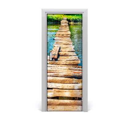 Self-adhesive door sticker Wooden bridge