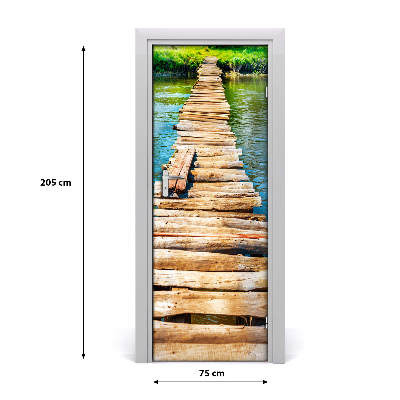 Self-adhesive door sticker Wooden bridge