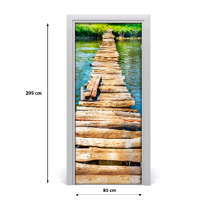 Self-adhesive door sticker Wooden bridge