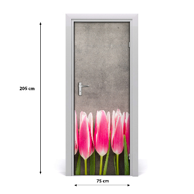 Self-adhesive door sticker Pink tulips