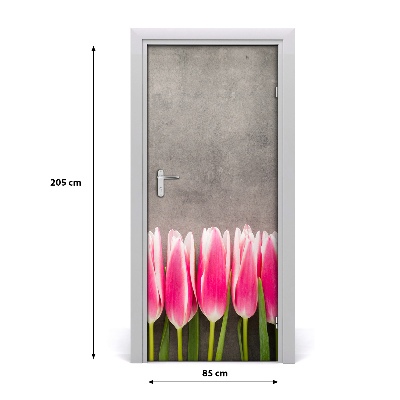 Self-adhesive door sticker Pink tulips