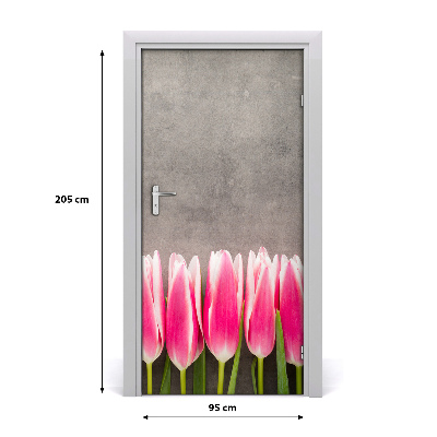 Self-adhesive door sticker Pink tulips