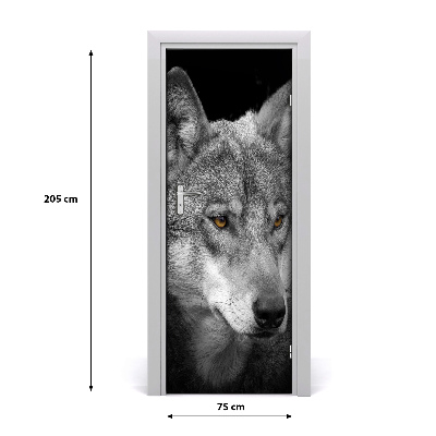 Self-adhesive door sticker Portrait of a wolf