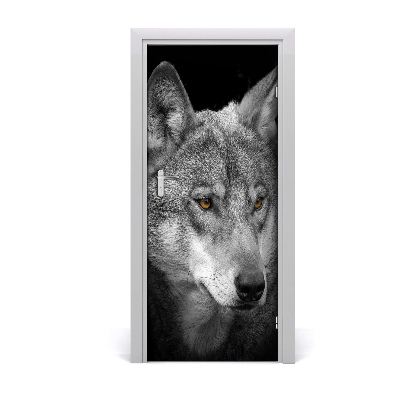 Self-adhesive door sticker Portrait of a wolf