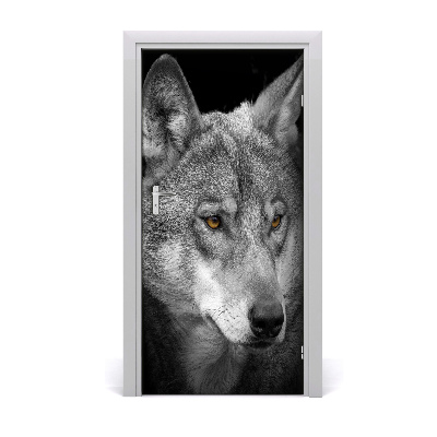 Self-adhesive door sticker Portrait of a wolf