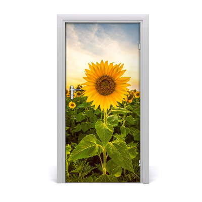 Self-adhesive door wallpaper Field of sunflowers