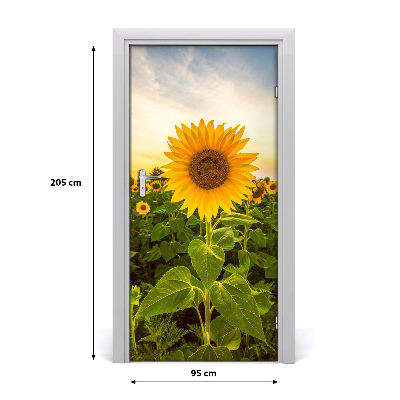 Self-adhesive door wallpaper Field of sunflowers