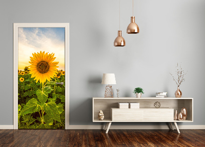 Self-adhesive door wallpaper Field of sunflowers