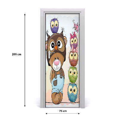 Self-adhesive door sticker Wall bear and owls