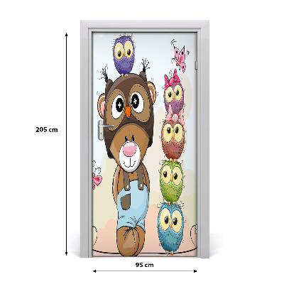 Self-adhesive door sticker Wall bear and owls