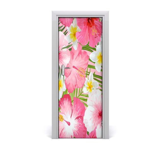 Self-adhesive door veneer Tropical flowers