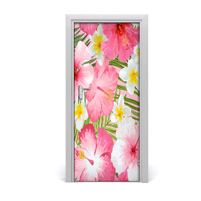 Self-adhesive door veneer Tropical flowers