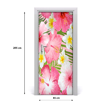 Self-adhesive door veneer Tropical flowers