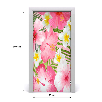 Self-adhesive door veneer Tropical flowers