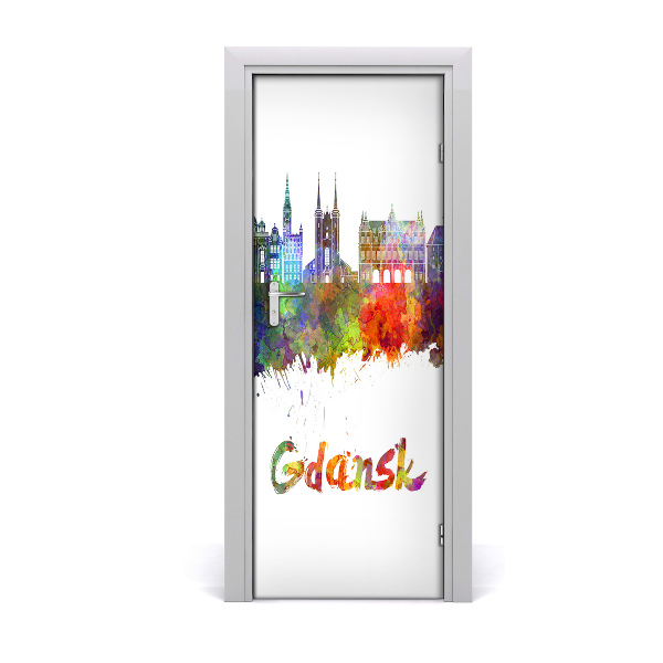 Self-adhesive door wallpaper Colorful gdansk