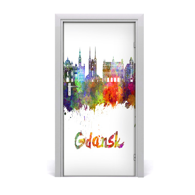 Self-adhesive door wallpaper Colorful gdansk