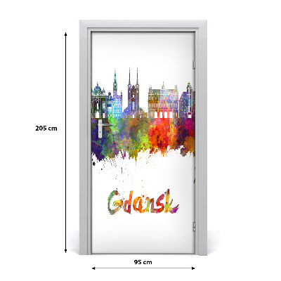 Self-adhesive door wallpaper Colorful gdansk