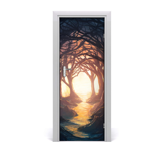 Self-adhesive door wallpaper Dark forest