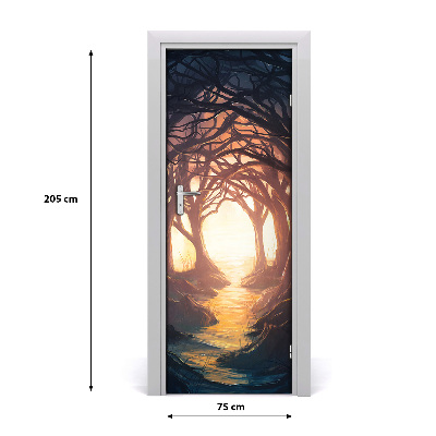 Self-adhesive door wallpaper Dark forest