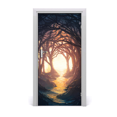 Self-adhesive door wallpaper Dark forest