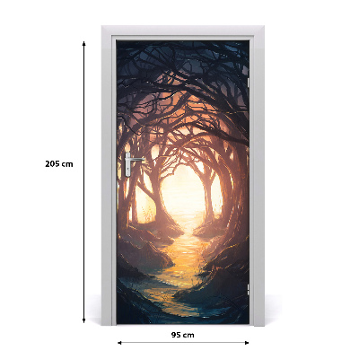 Self-adhesive door wallpaper Dark forest