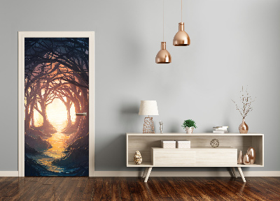 Self-adhesive door wallpaper Dark forest