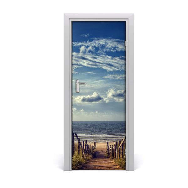 Self-adhesive door sticker Path to the beach