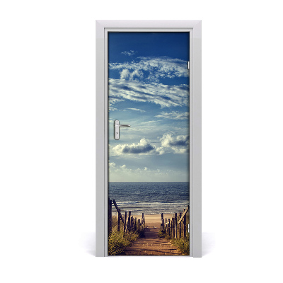 Self-adhesive door sticker Path to the beach