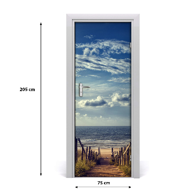 Self-adhesive door sticker Path to the beach