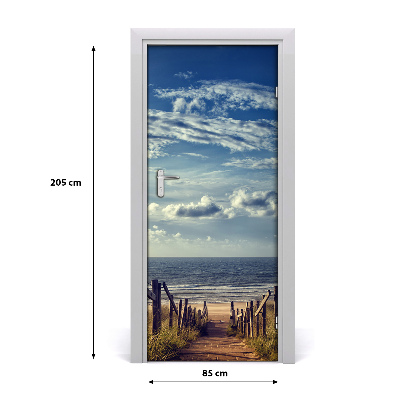 Self-adhesive door sticker Path to the beach