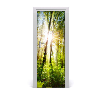 Self-adhesive door sticker Sun in the forest