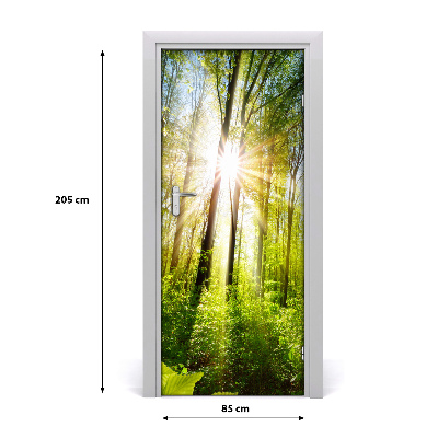 Self-adhesive door sticker Sun in the forest