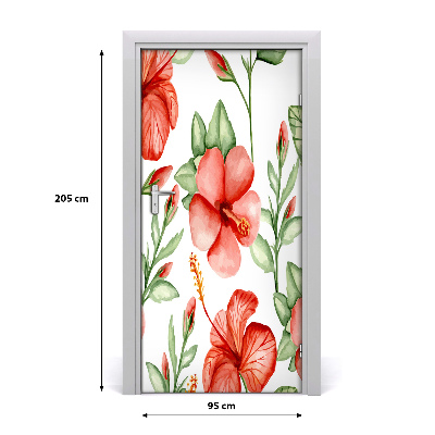 Self-adhesive door veneer Tropical flowers