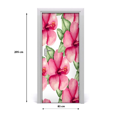 Self-adhesive door veneer Tropical flowers