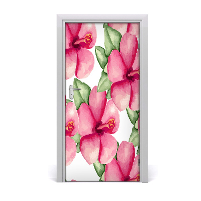 Self-adhesive door veneer Tropical flowers