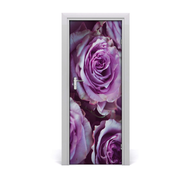 Self-adhesive door sticker Purple roses