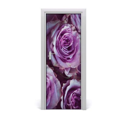 Self-adhesive door sticker Purple roses