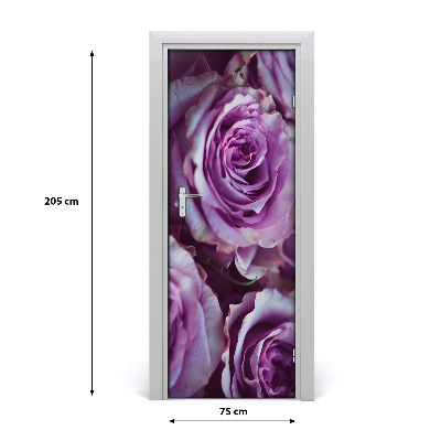 Self-adhesive door sticker Purple roses