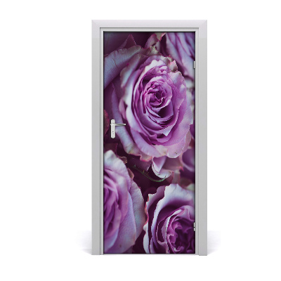 Self-adhesive door sticker Purple roses