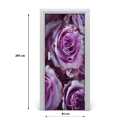 Self-adhesive door sticker Purple roses