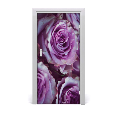 Self-adhesive door sticker Purple roses