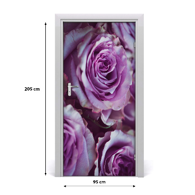 Self-adhesive door sticker Purple roses