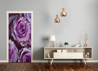 Self-adhesive door sticker Purple roses