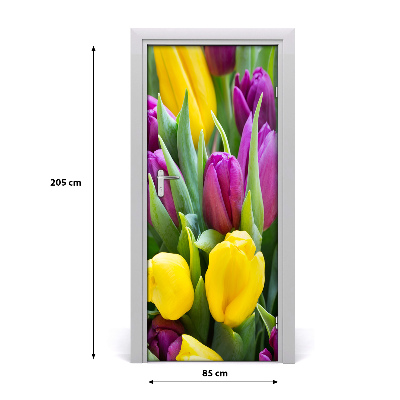 Self-adhesive door sticker Colorful tulips