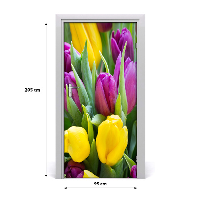 Self-adhesive door sticker Colorful tulips