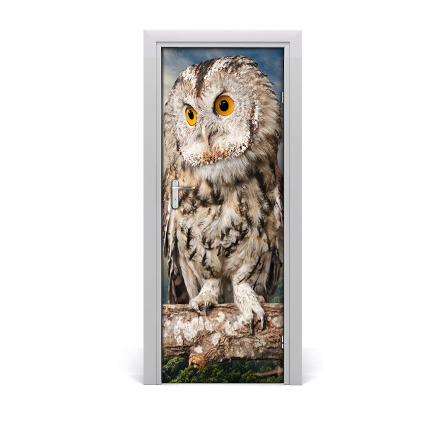 Self-adhesive door sticker Owl on the hill