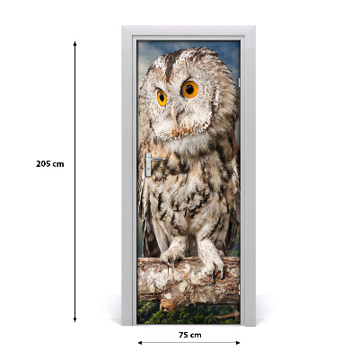 Self-adhesive door sticker Owl on the hill